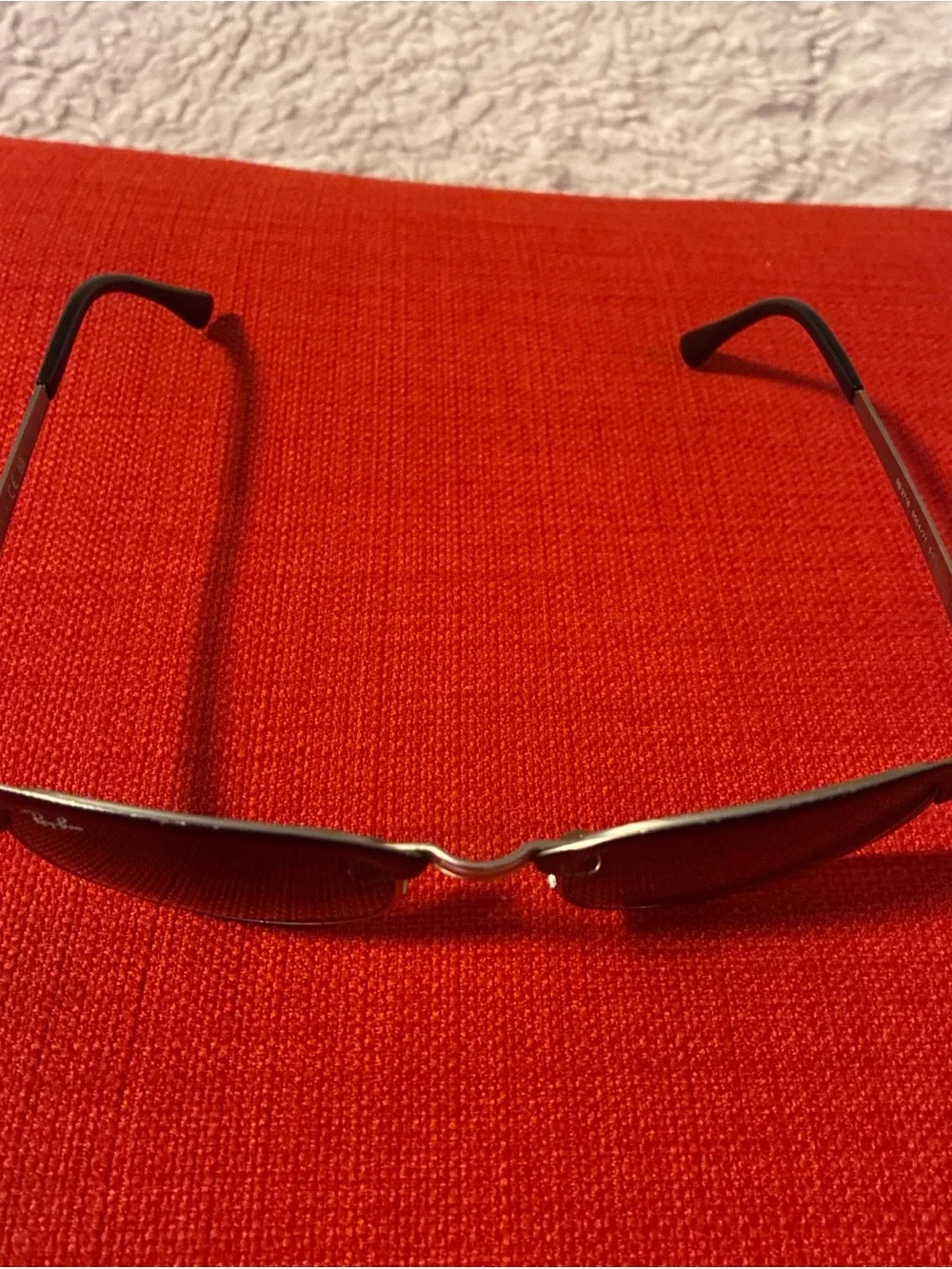 Ray-Ban Sunglass Temple Arm in Silver with Red Background